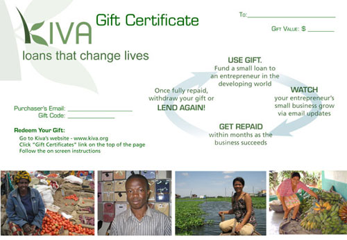 Kiva Gift Certificate