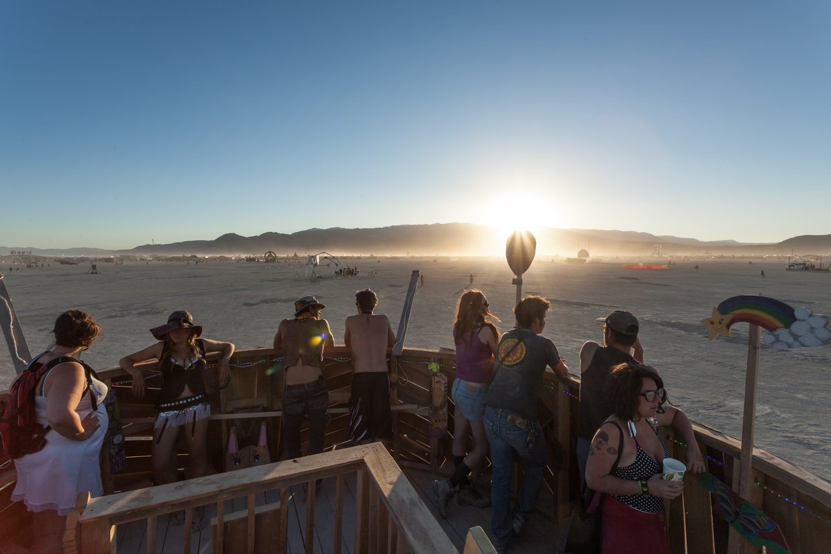 Burners looking out over the playa.