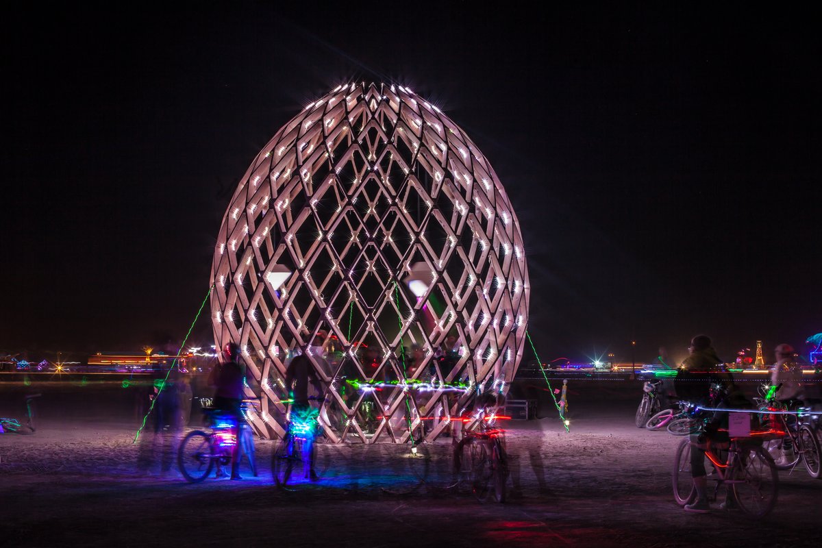 Amazing LED wooden egg sculpture.