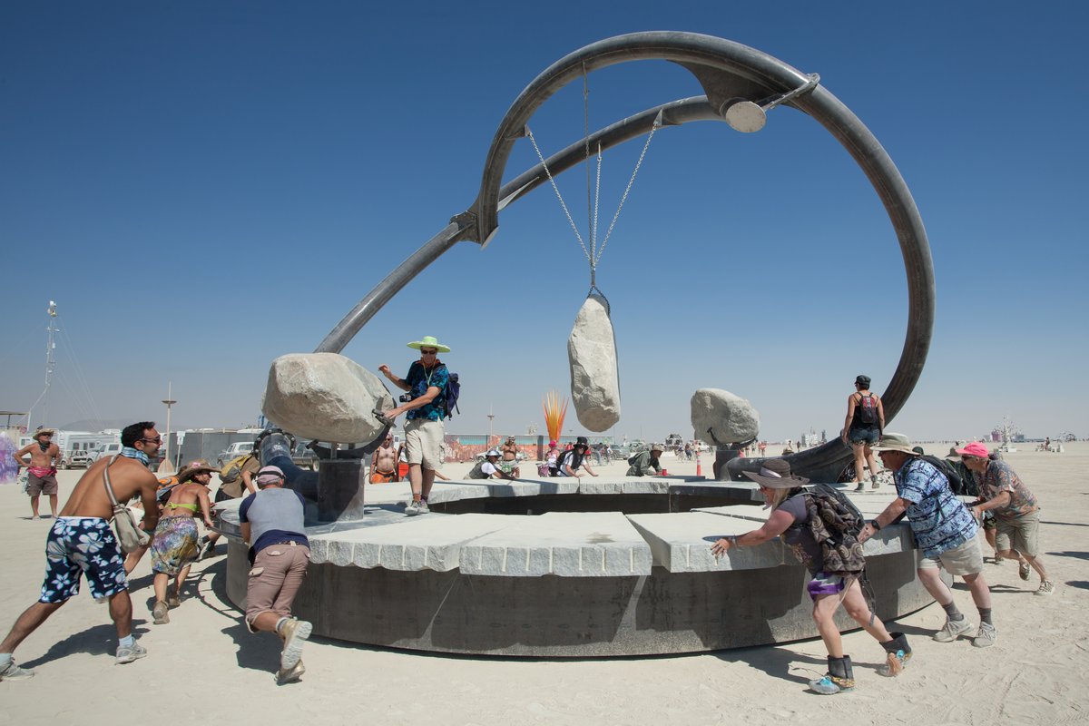 Incredibly heavy rotating art piece. (pic by Dorothy!)