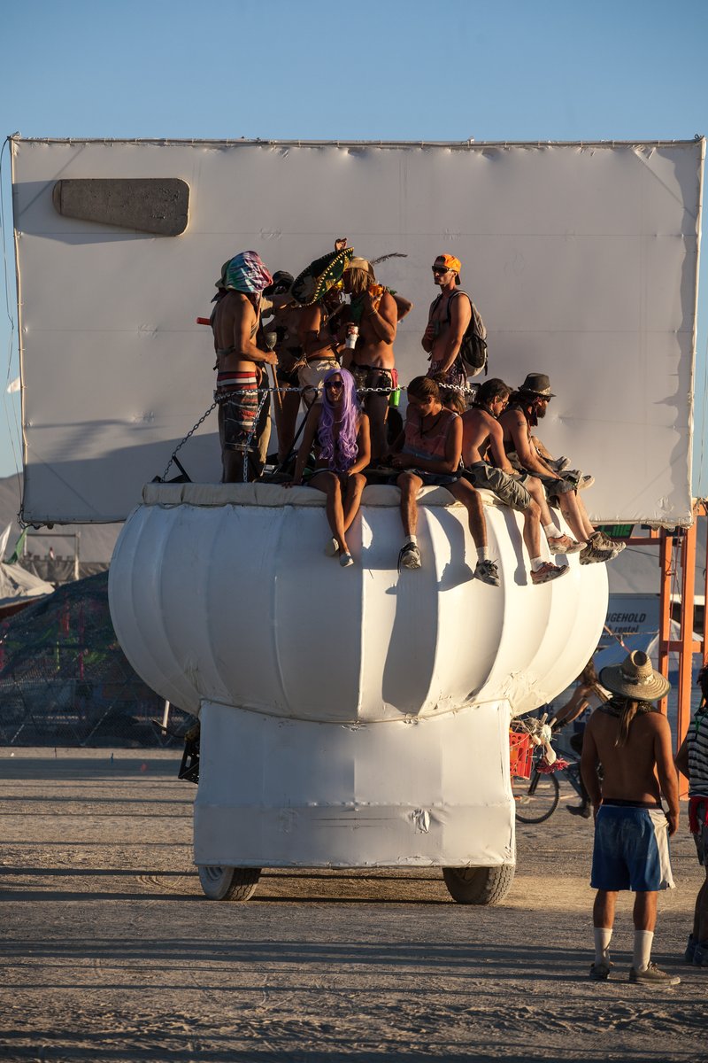 Toilet art car.