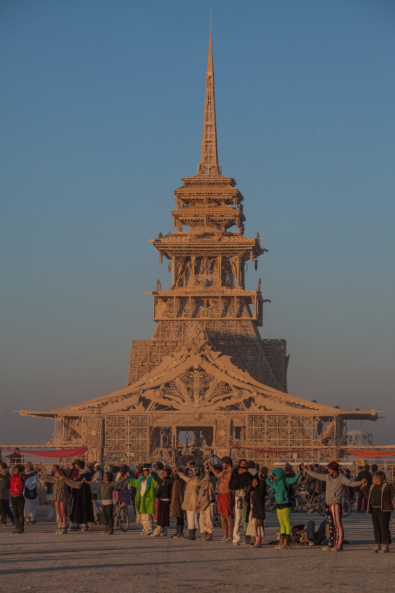 Holding hands at the Temple for sunrise.
