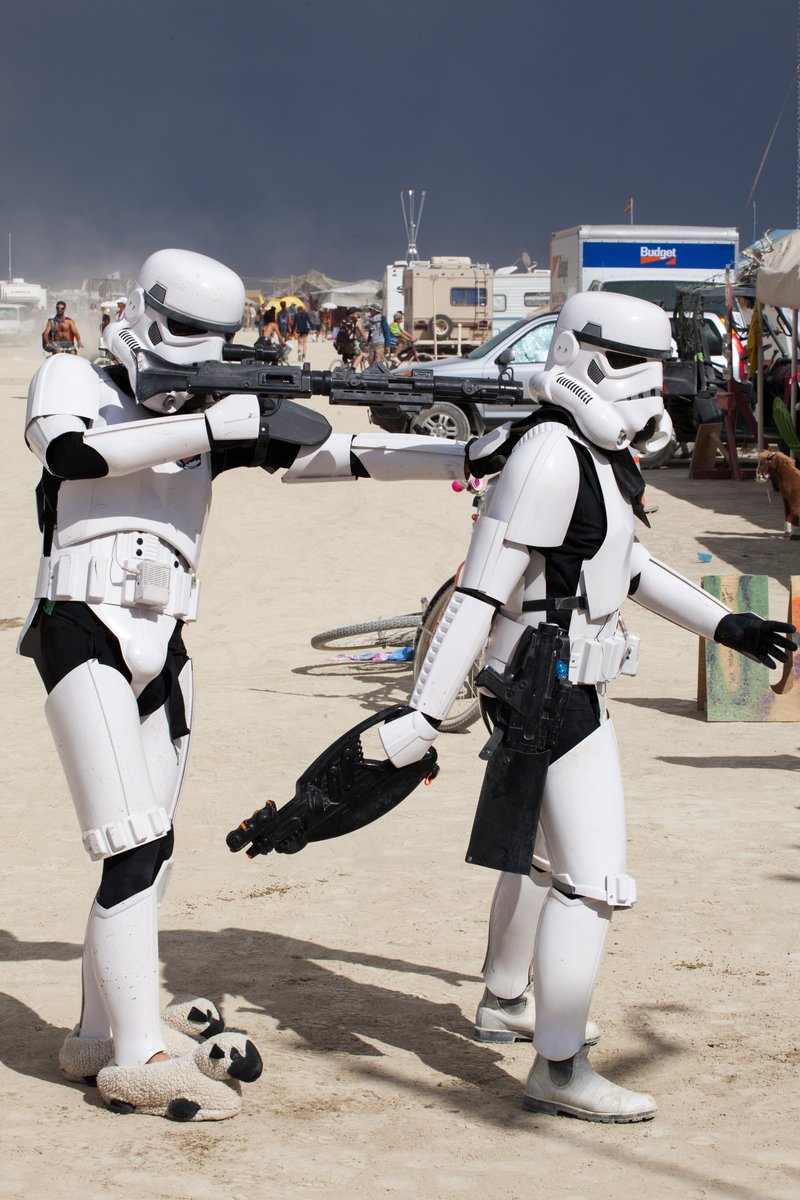 The seemingly ubiquitous Stormtroopers with excellent slippers.
