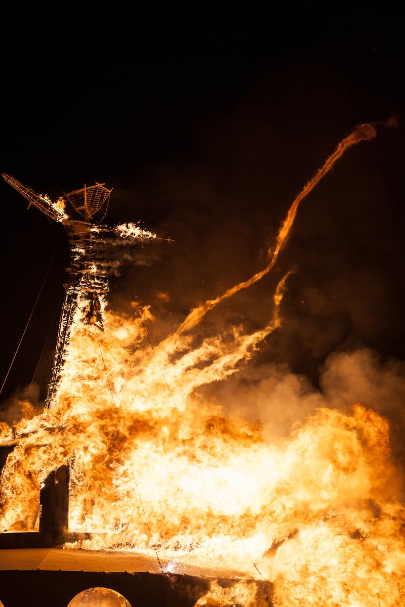 The man burns.