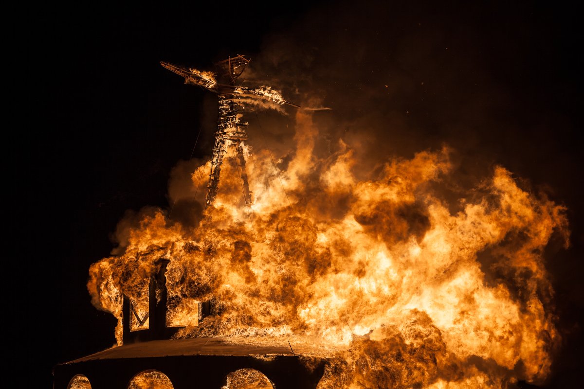 The man burns.