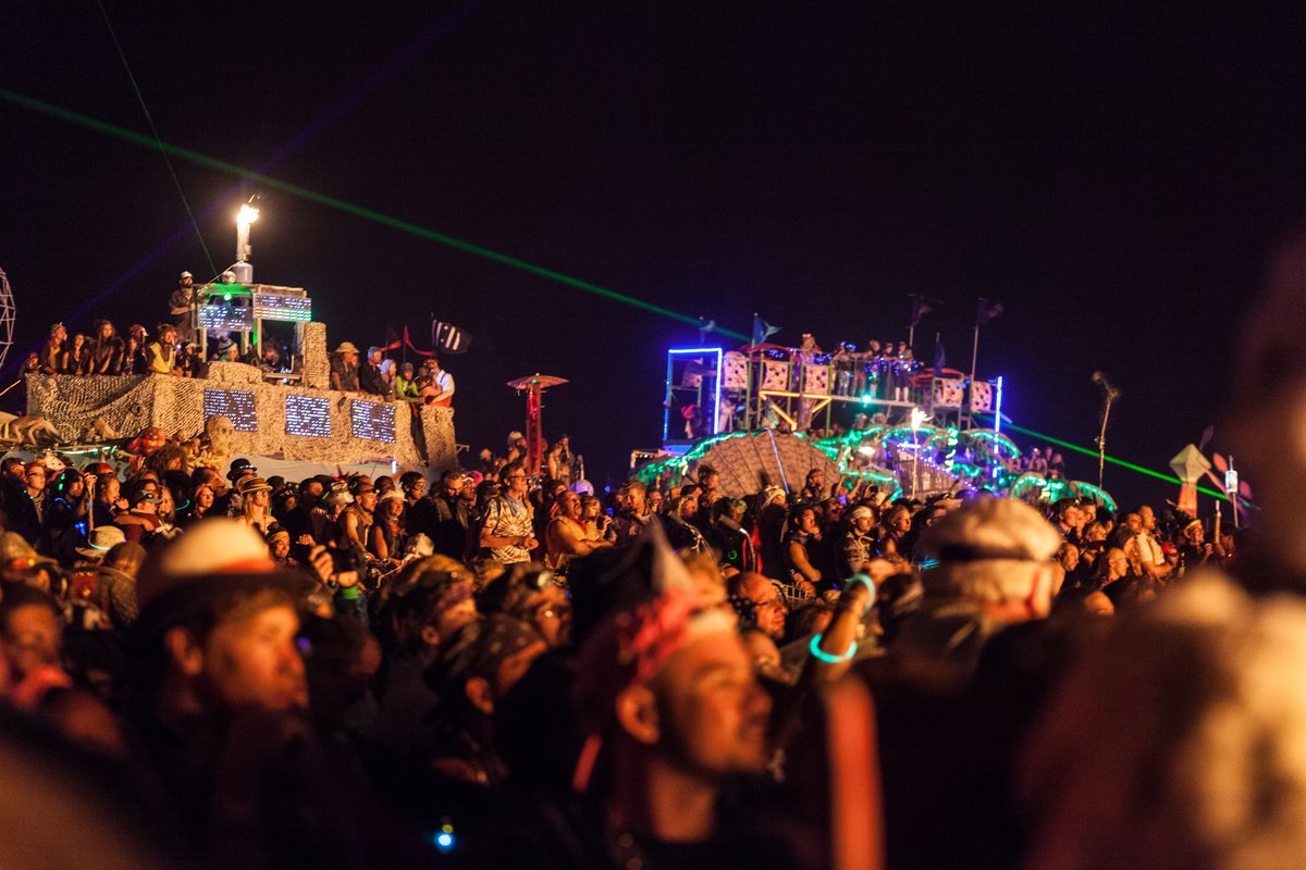 Crowds Watch The Man Burn