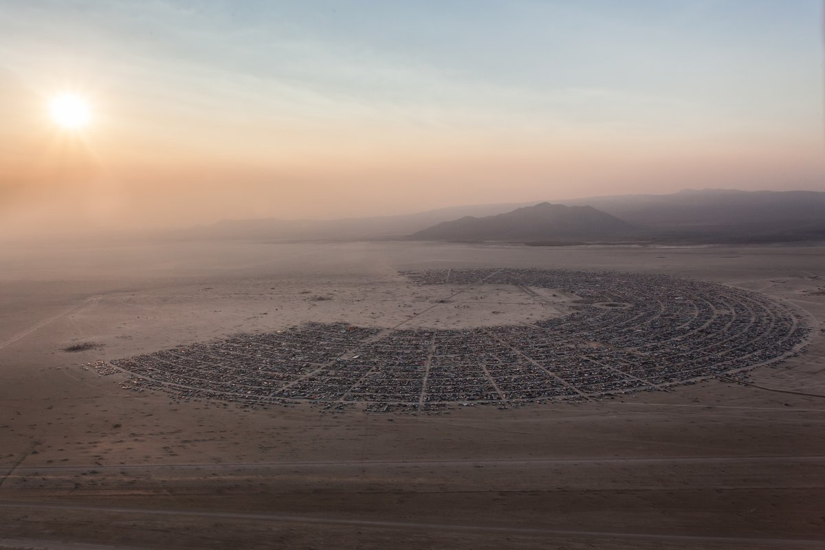 Aerial Photo Of Black Rock City At Sunrise (Thanks to Bryan for the flight!)