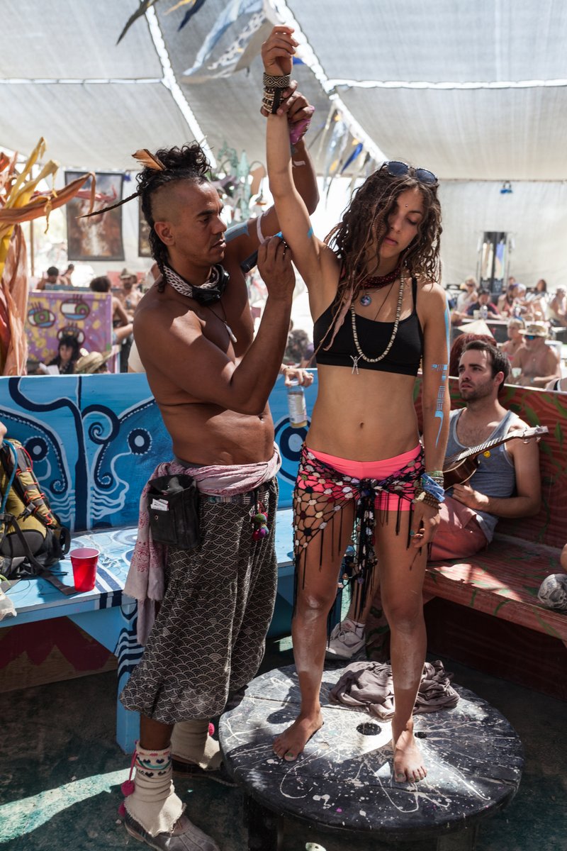 Body Art By Jon Nash of Tribal Markers At Center Camp