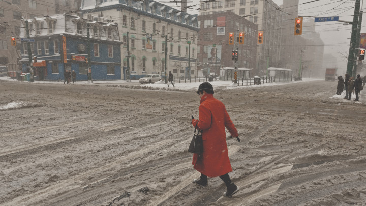 Lady In Red Coat