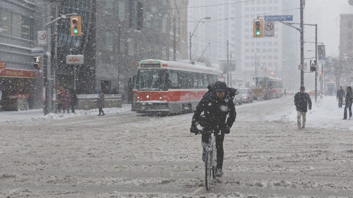 Bike Courier In A Snowstorm