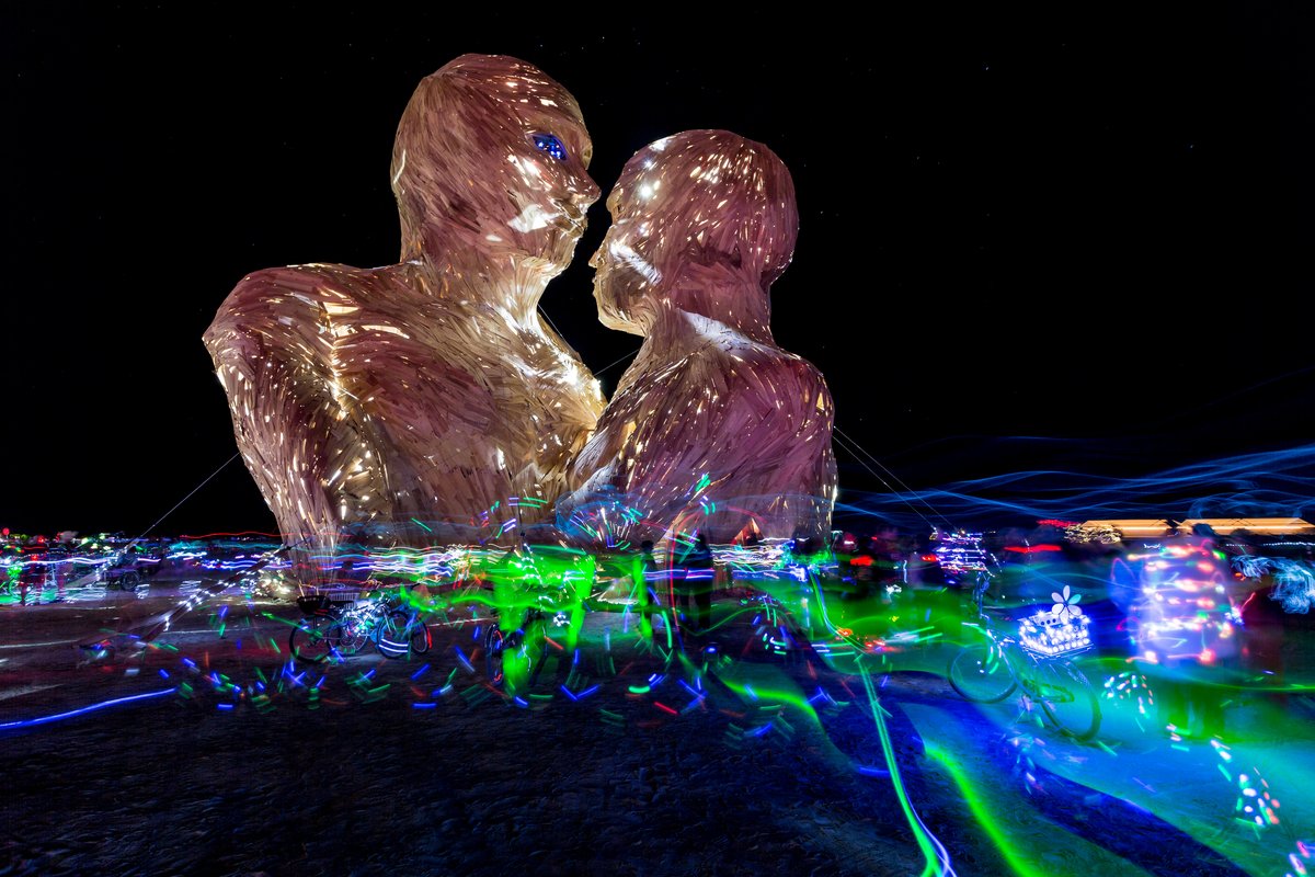 The Embrace by The Pier Group | Reno, Portland, and Vancouver B.C. (with light painting by me done in-camera)