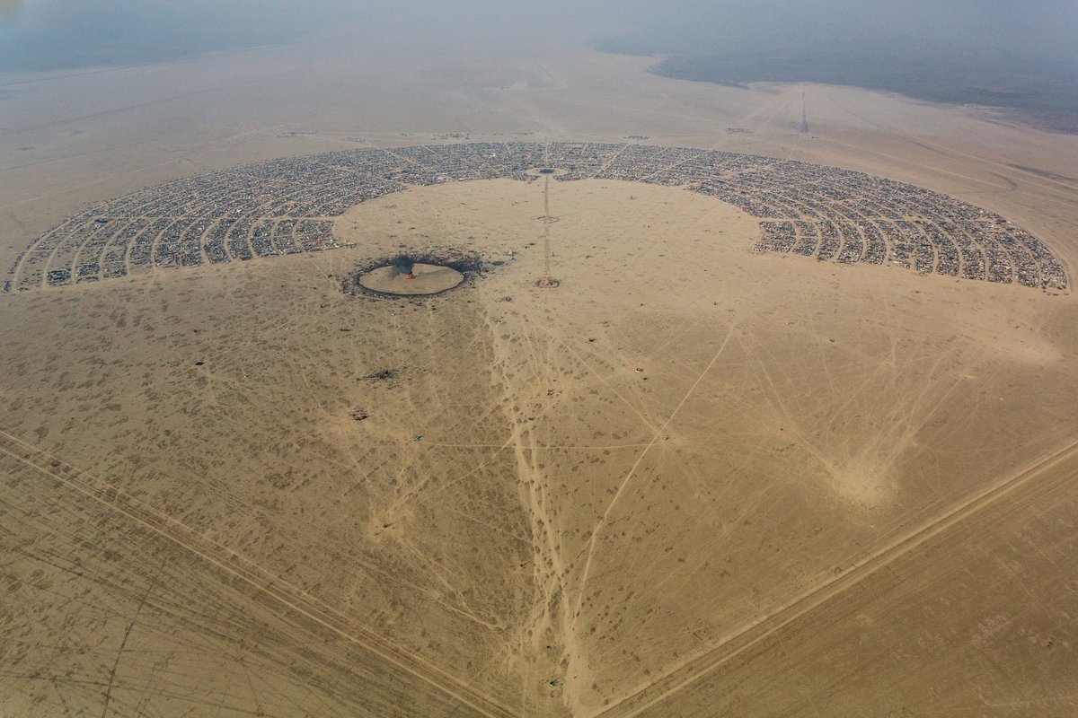 Aerial View Burning Man 2014 During Embrace Burn
