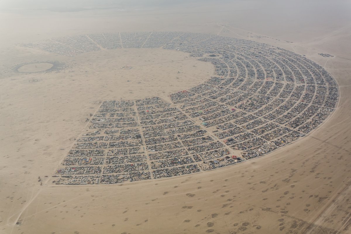 Aerial View Burning Man 2014 During Embrace Burn