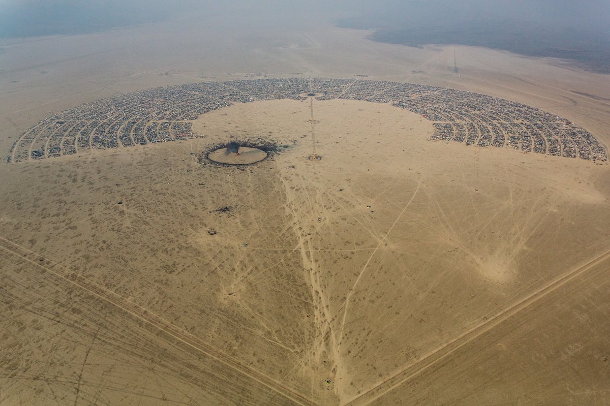Aerial View Burning Man 2014 During Embrace Burn
