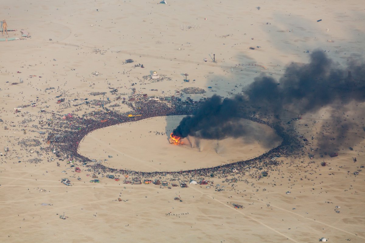 Aerial View Burning Man 2014 During Embrace Burn