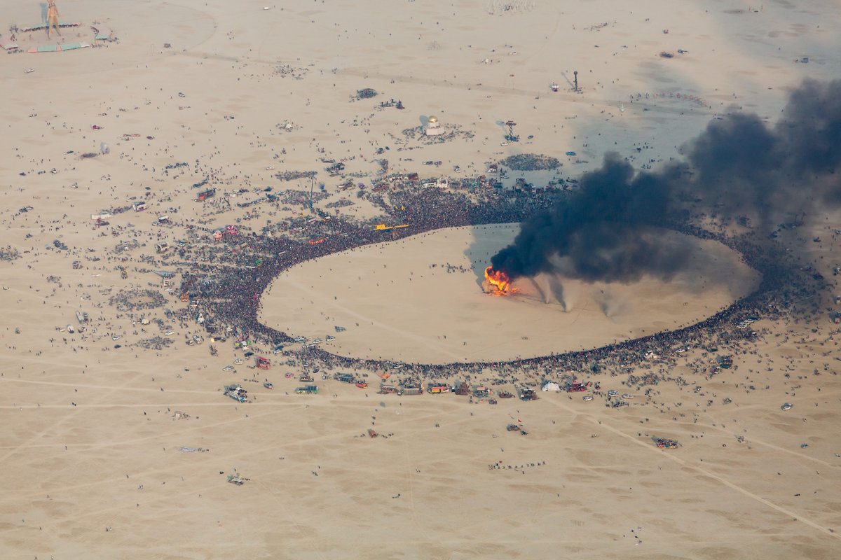 Aerial View Burning Man 2014 During Embrace Burn