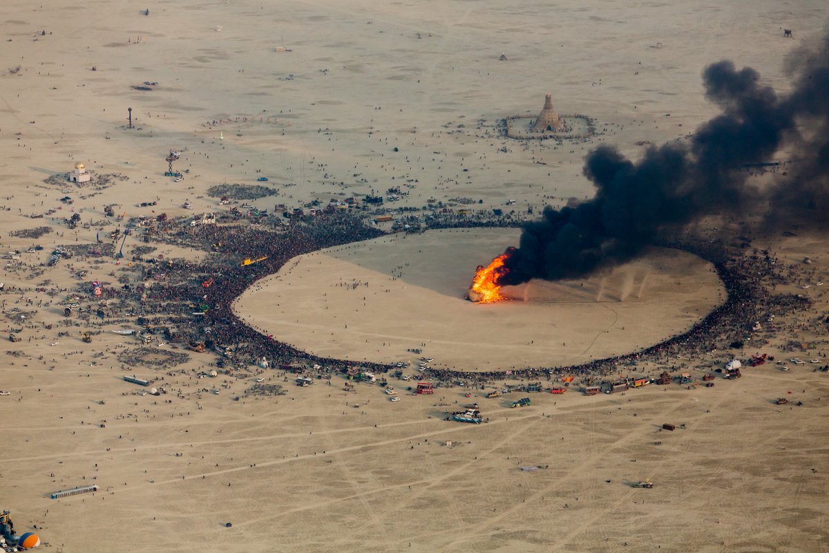 Aerial View Burning Man 2014 During Embrace Burn