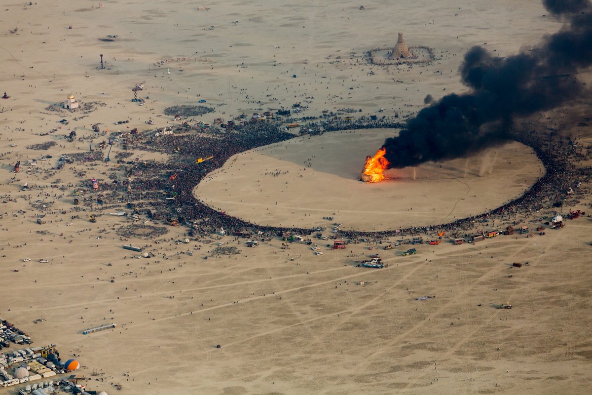Aerial View Burning Man 2014 During Embrace Burn