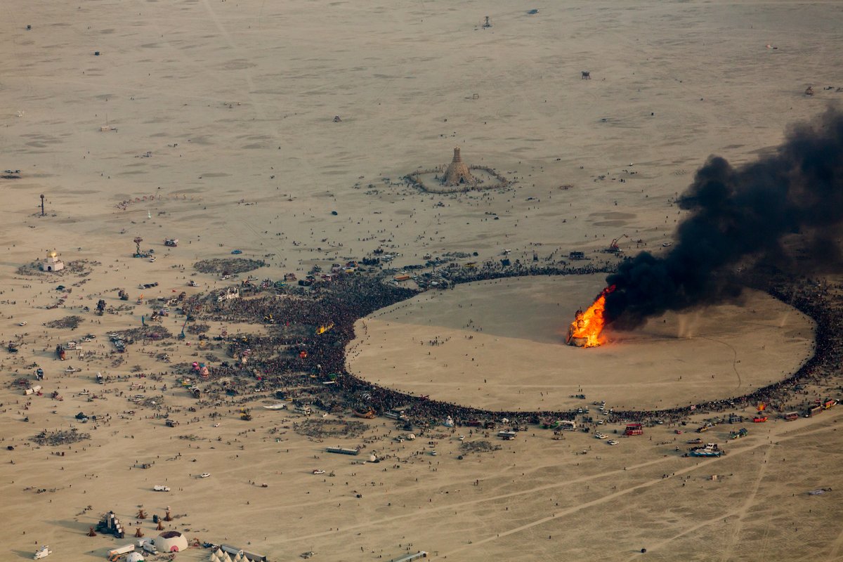 Aerial View Burning Man 2014 During Embrace Burn