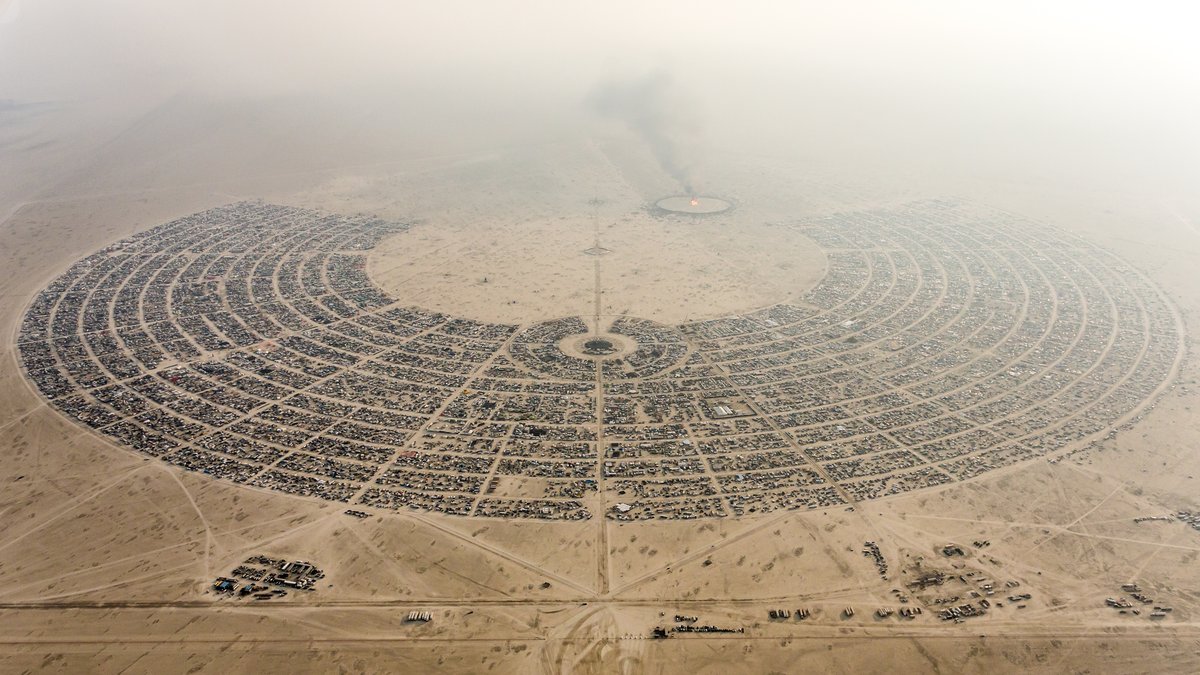 Aerial View Burning Man 2014 During Embrace Burn