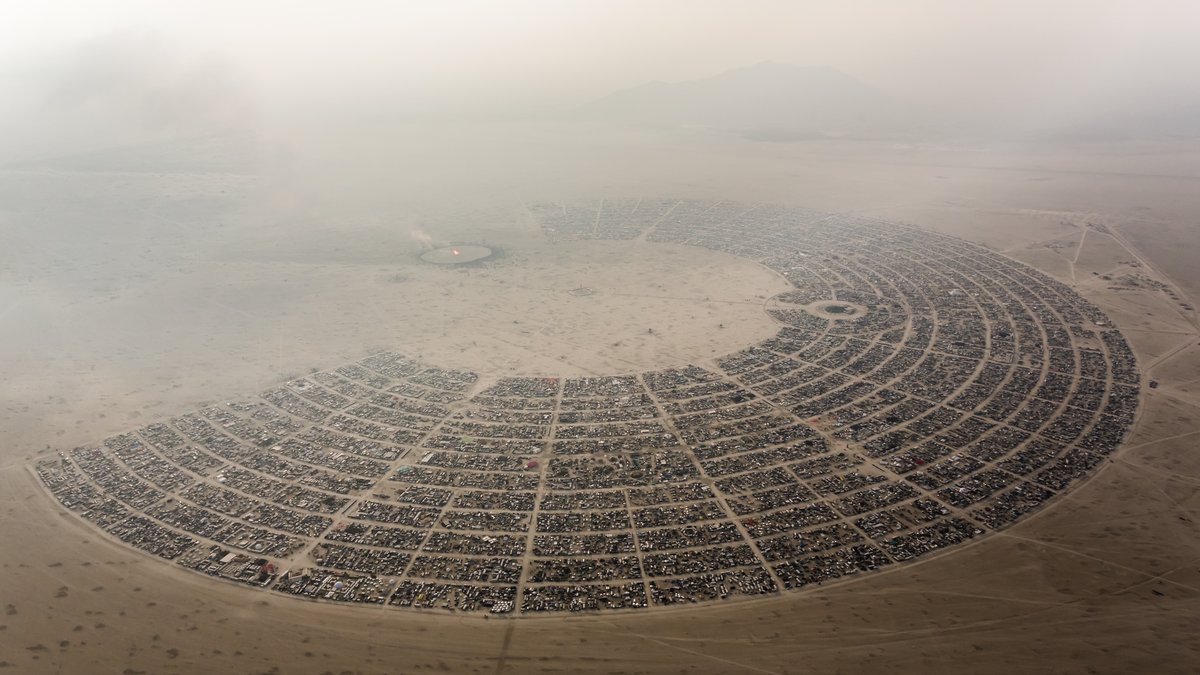 Aerial View Burning Man 2014 During Embrace Burn