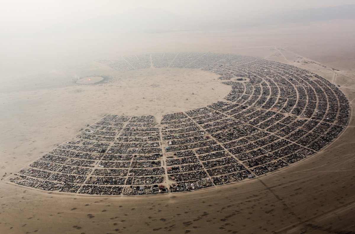 Aerial View Burning Man 2014 During Embrace Burn