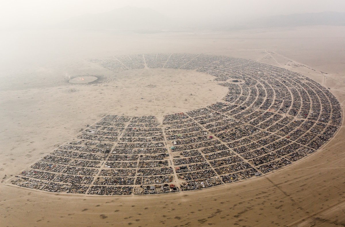 Aerial View Burning Man 2014 During Embrace Burn
