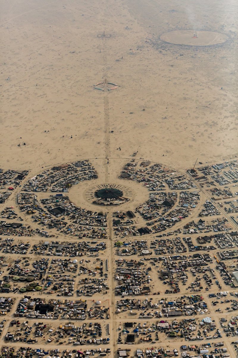 Center Camp Aerial View Burning Man 2014 During Embrace Burn