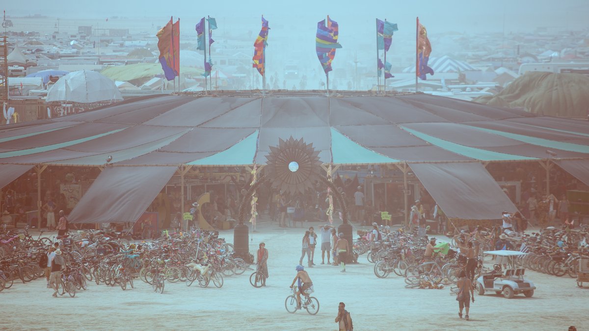 Center Camp Entrance Burning Man 2014 (view from Cosmic Praise Tower)