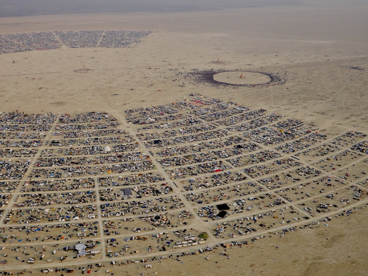 High Resolution Aerial Photo Burning Man 2014 During Embrace Burn