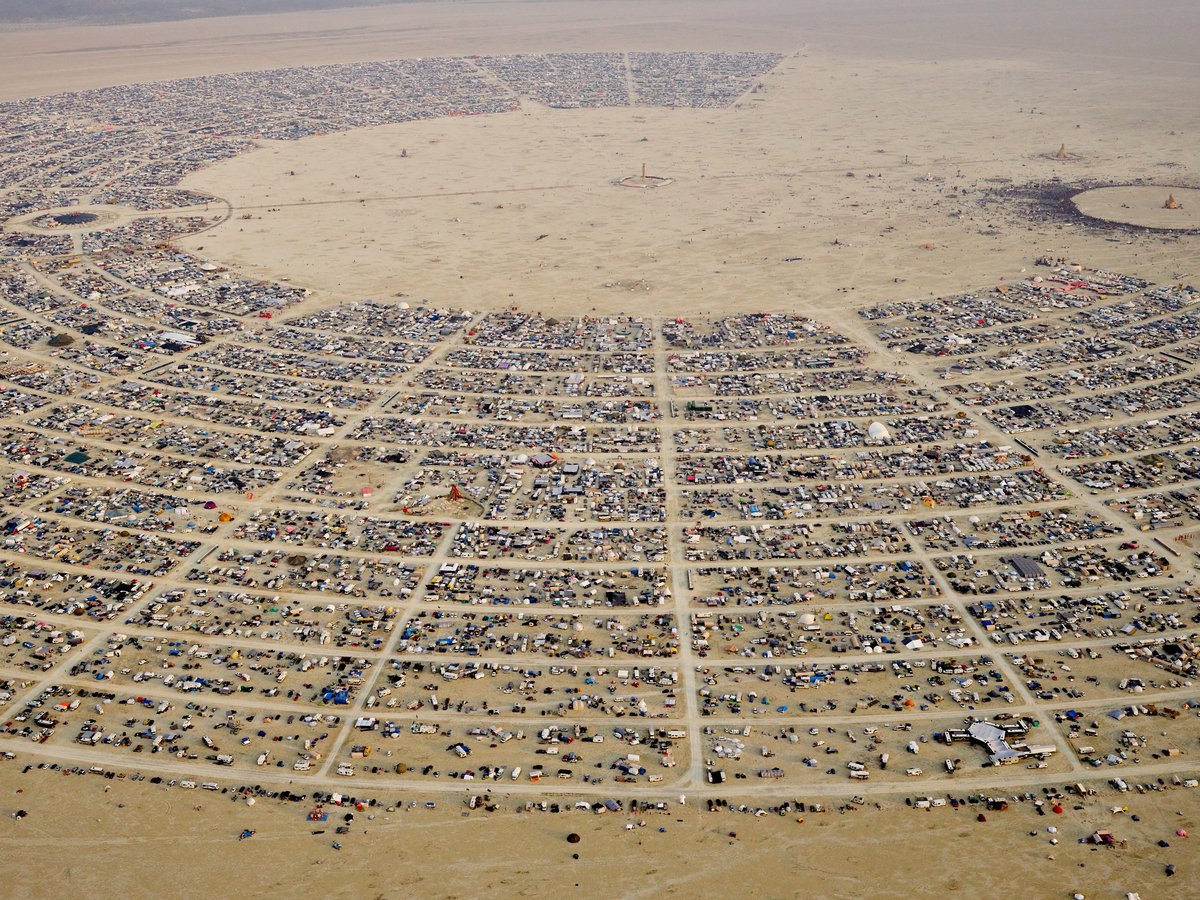 High Resolution Aerial Photo Burning Man 2014 During Embrace Burn