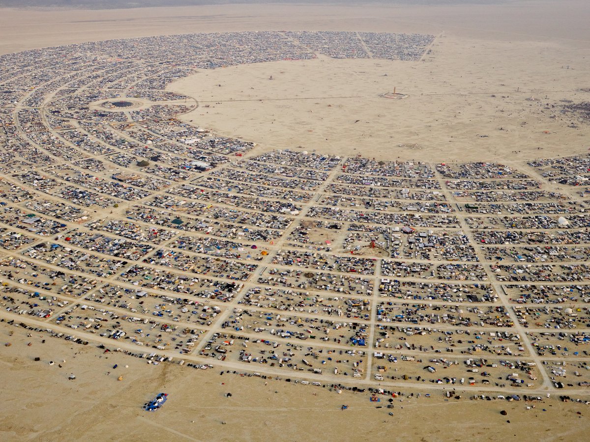 High Resolution Aerial Photo Burning Man 2014 During Embrace Burn