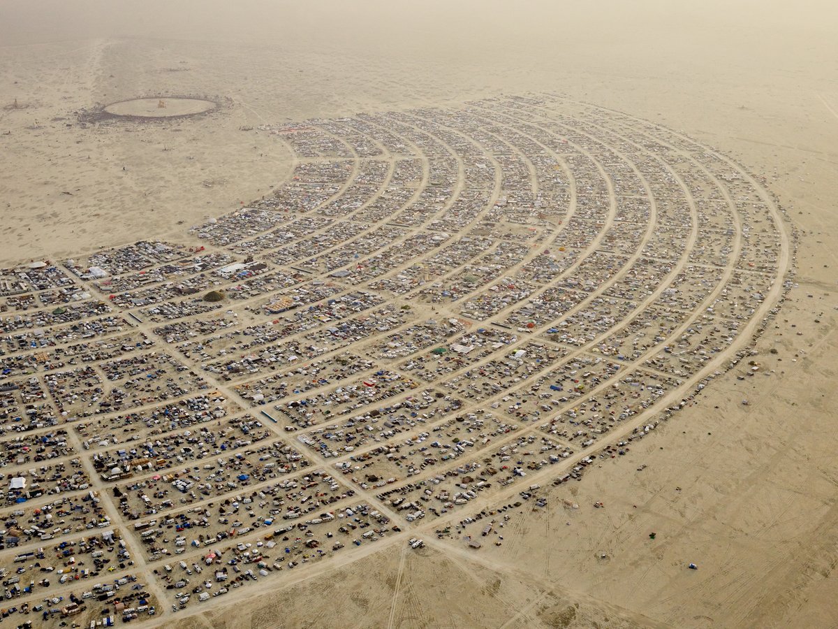 High Resolution Aerial Photo Burning Man 2014 During Embrace Burn
