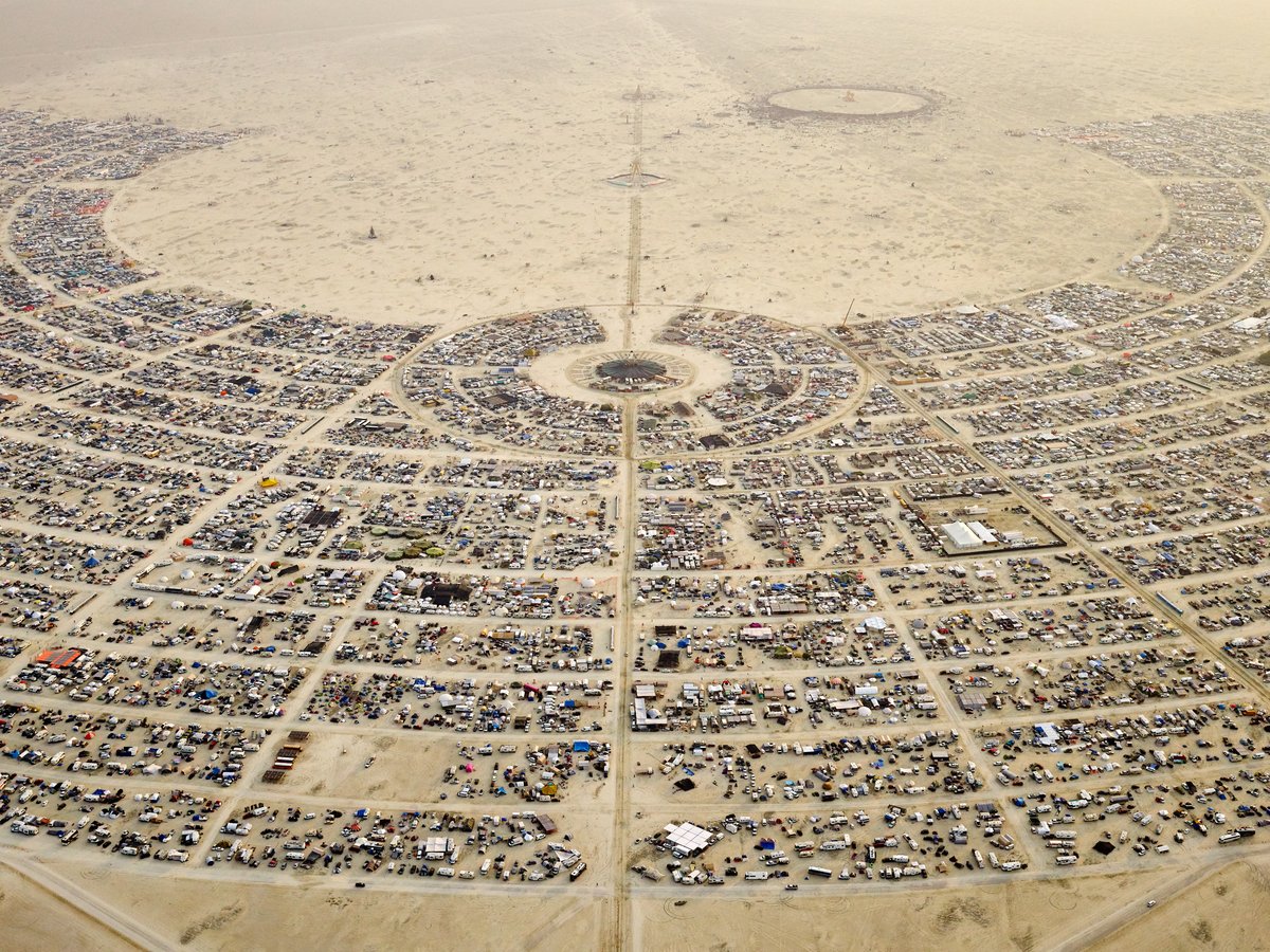 High Resolution Aerial Photo Burning Man 2014 During Embrace Burn
