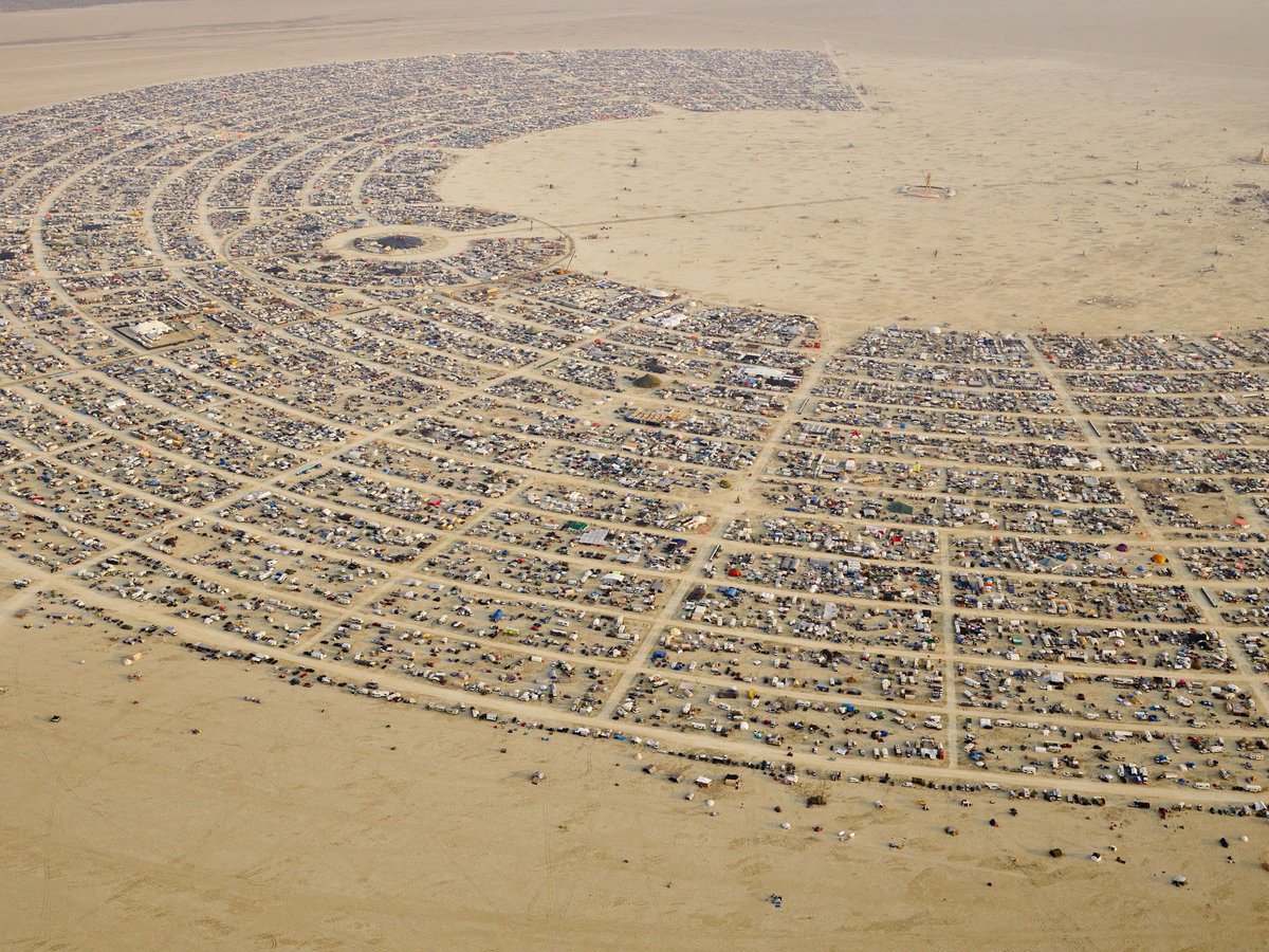 High Resolution Aerial Photo Burning Man 2014 During Embrace Burn