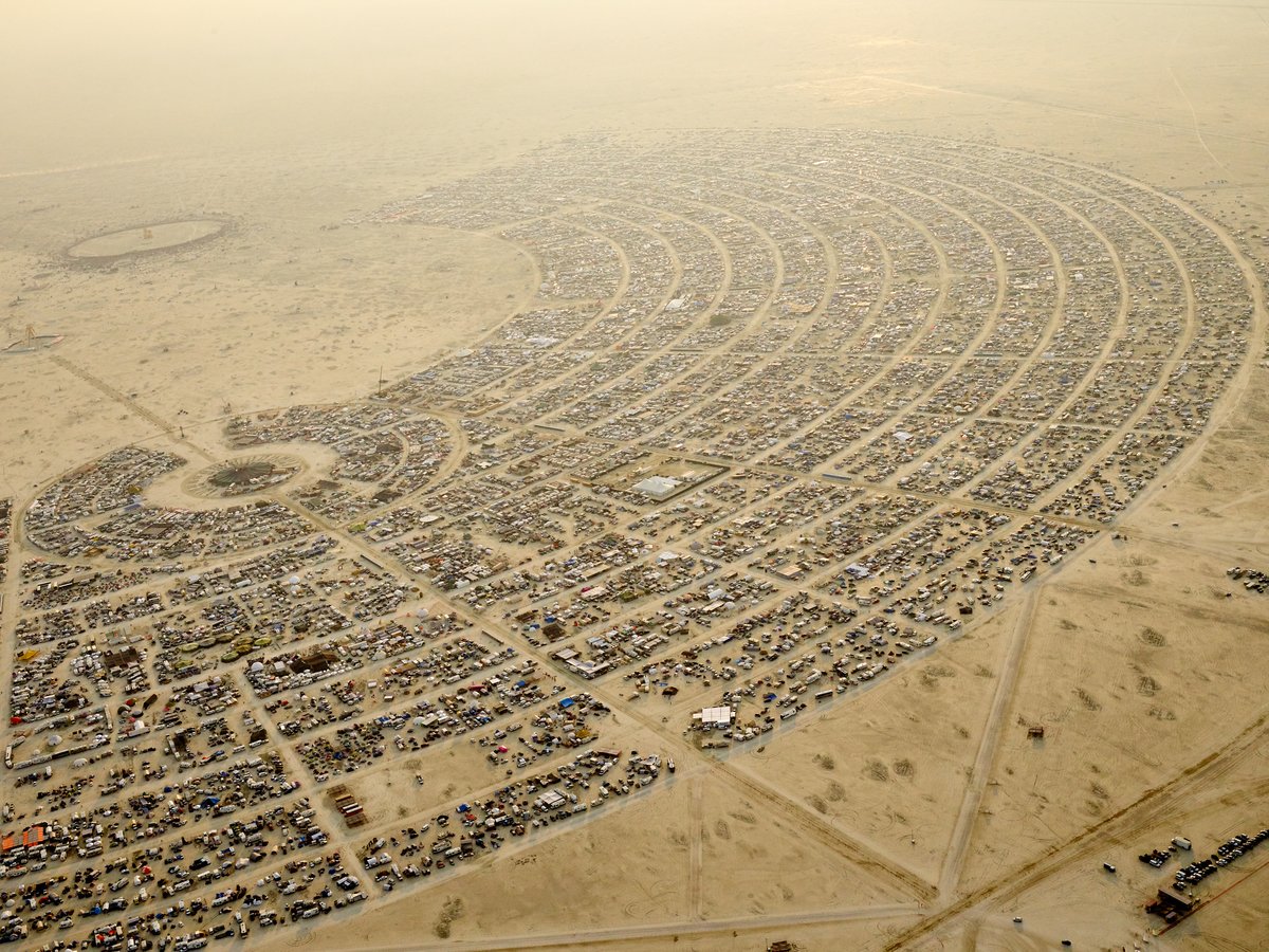 High Resolution Aerial Photo Burning Man 2014 During Embrace Burn