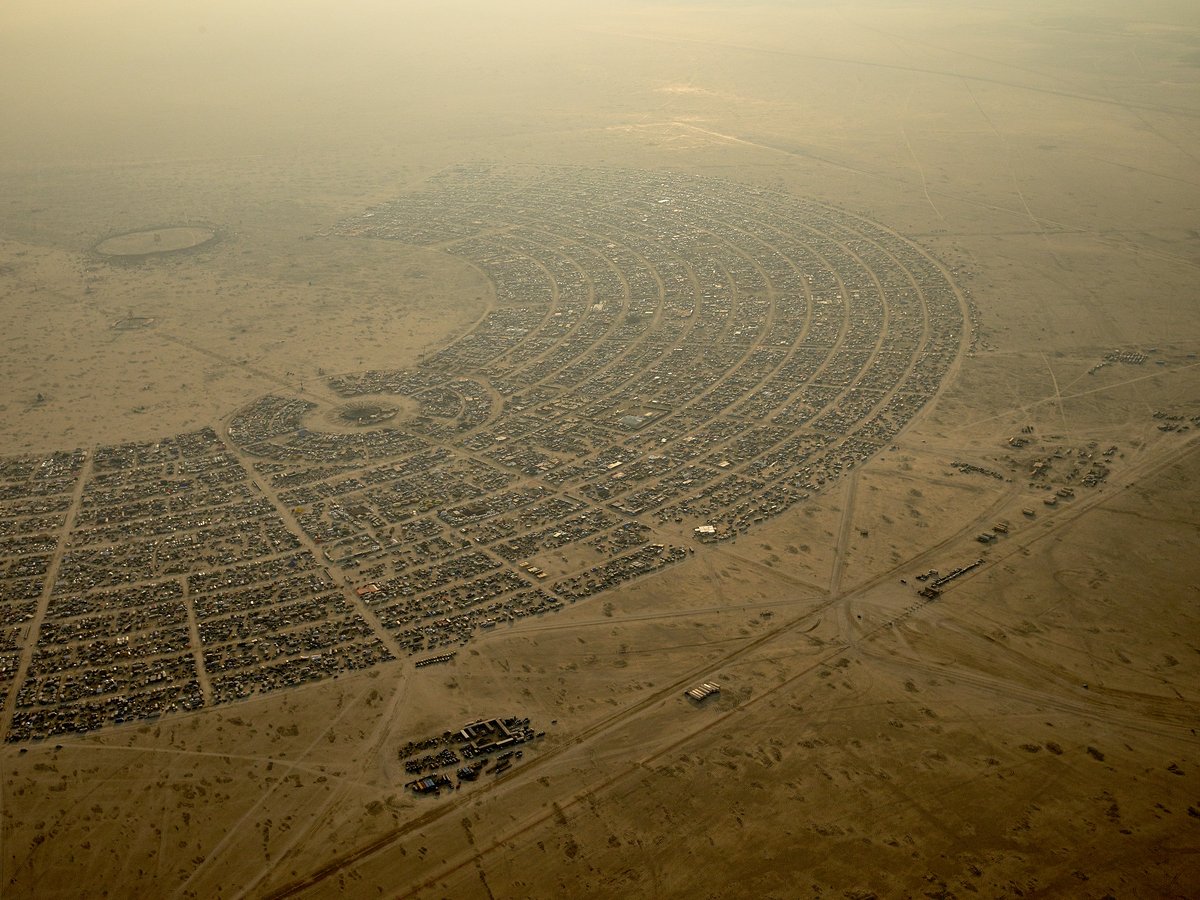 High Resolution Aerial Photo Burning Man 2014 During Embrace Burn