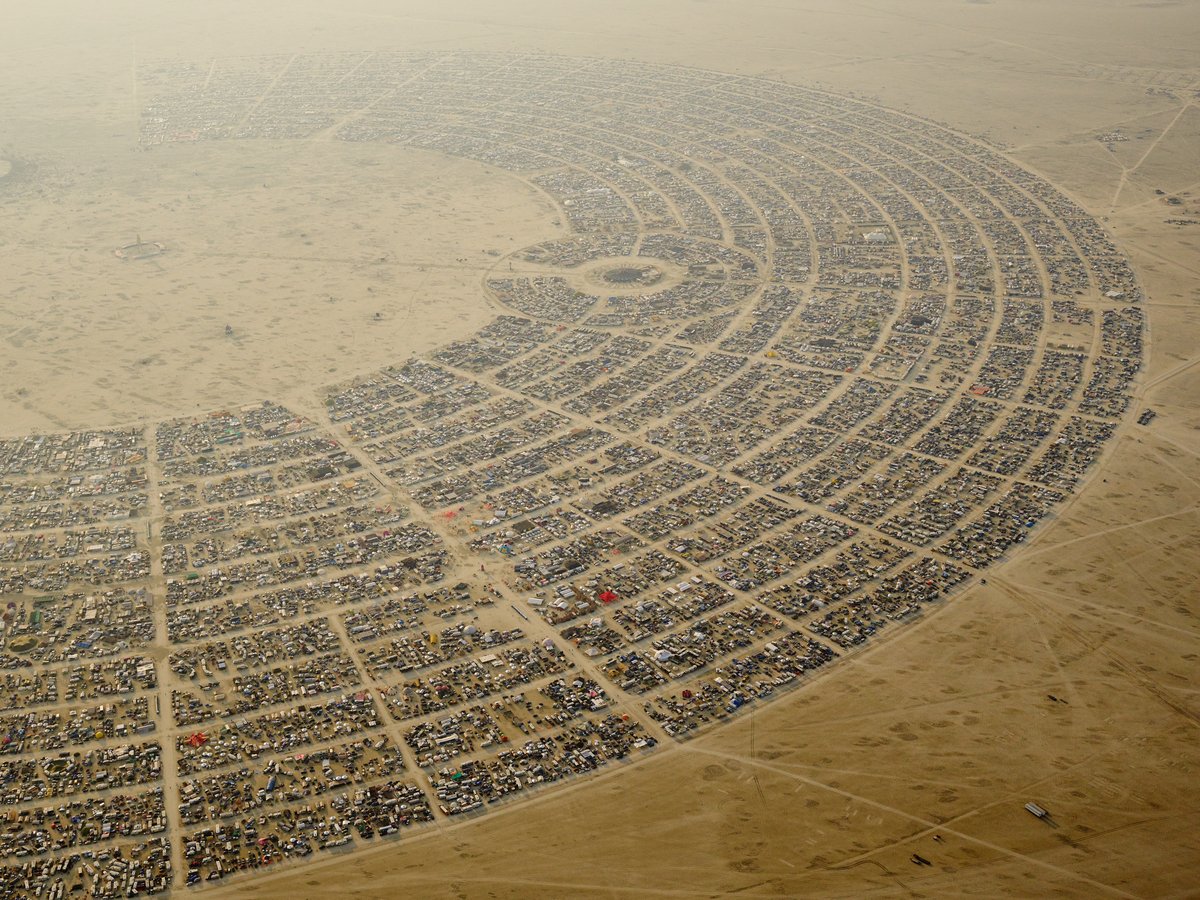High Resolution Aerial Photo Burning Man 2014 During Embrace Burn