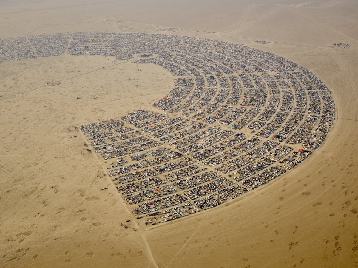 High Resolution Aerial Photo Burning Man 2014 During Embrace Burn