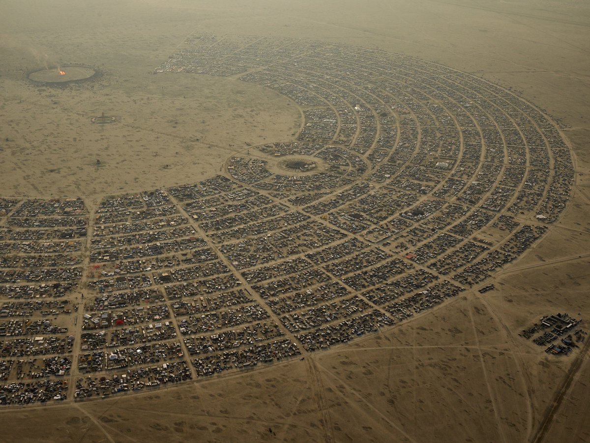 High Resolution Aerial Photo Burning Man 2014 During Embrace Burn