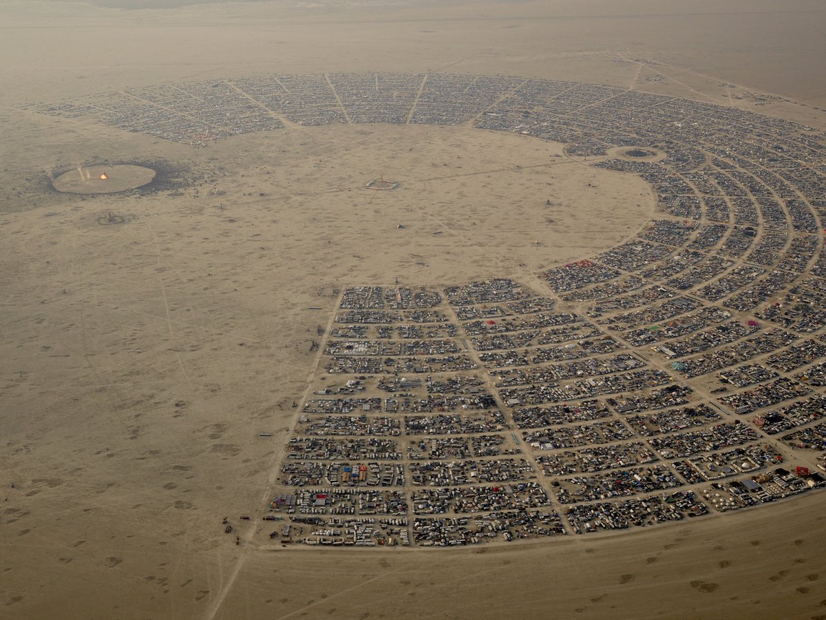 High Resolution Aerial Photo Burning Man 2014 During Embrace Burn