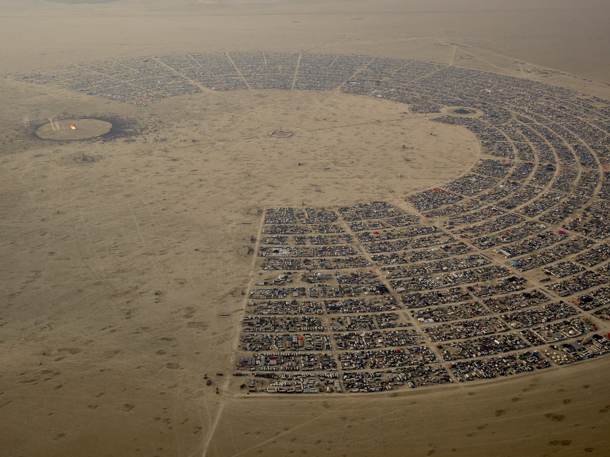 High Resolution Aerial Photo Burning Man 2014 During Embrace Burn