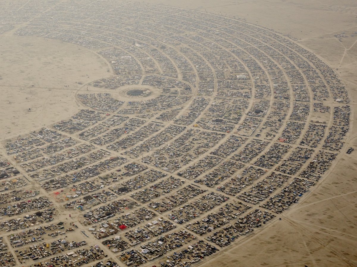 High Resolution Aerial Photo Burning Man 2014 During Embrace Burn