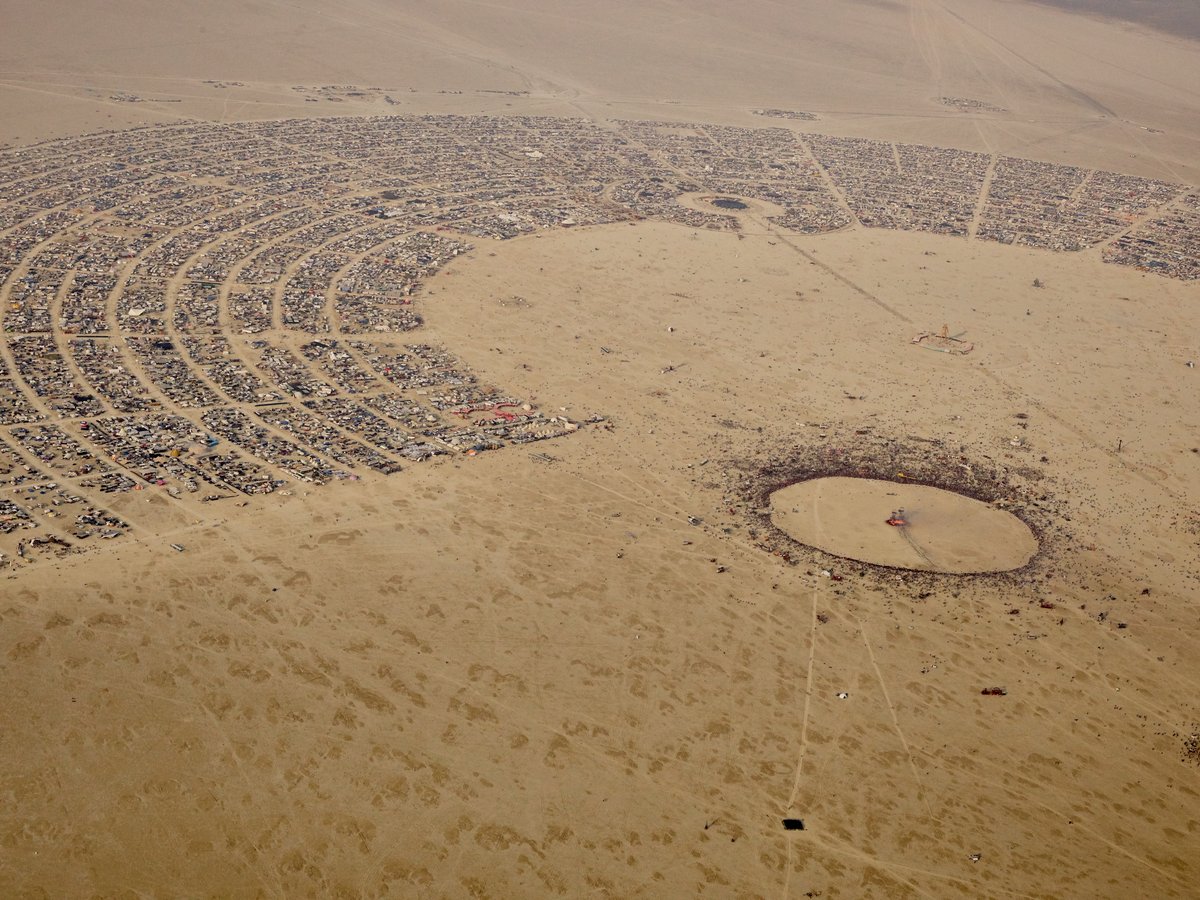 High Resolution Aerial Photo Burning Man 2014 During Embrace Burn