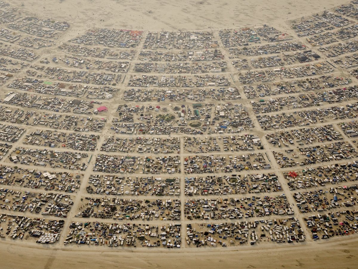 High Resolution Aerial Photo Burning Man 2014 During Embrace Burn