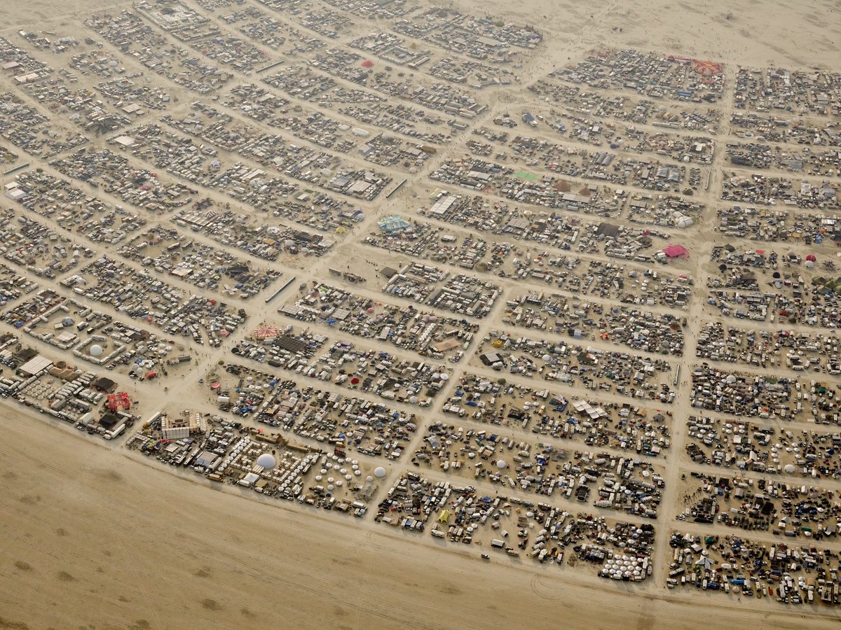 High Resolution Aerial Photo Burning Man 2014 During Embrace Burn
