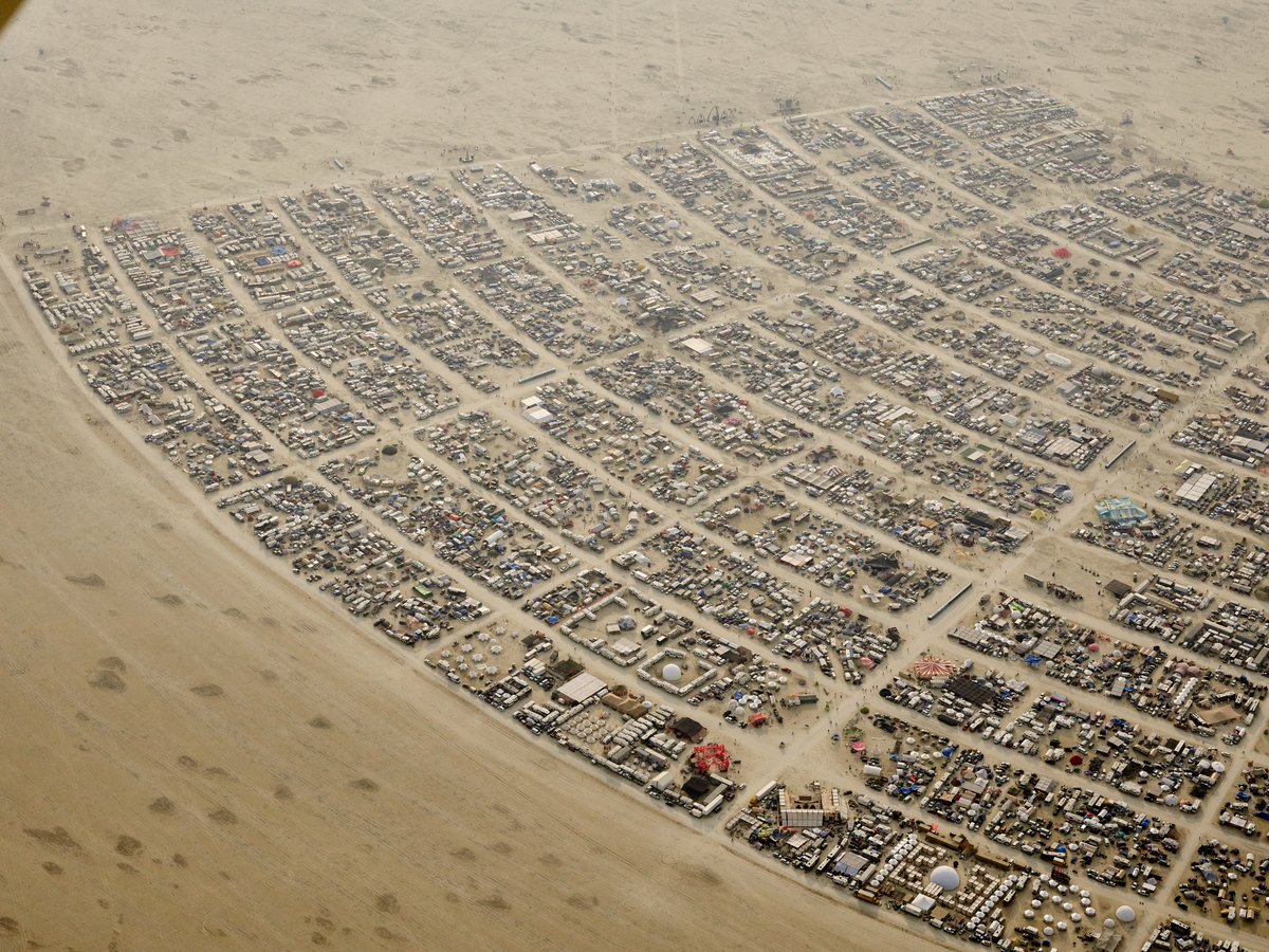 High Resolution Aerial Photo Burning Man 2014 During Embrace Burn