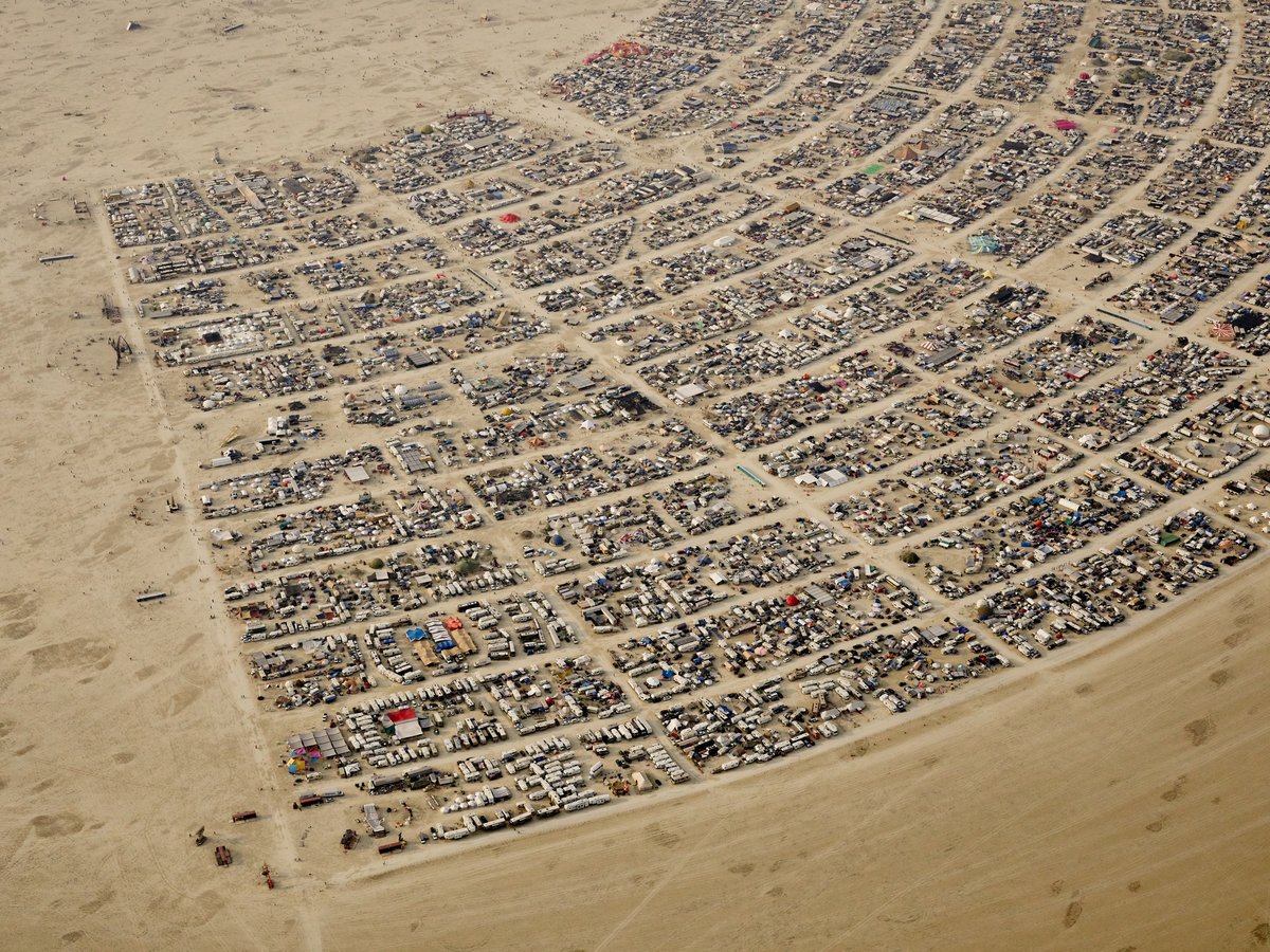 High Resolution Aerial Photo Burning Man 2014 During Embrace Burn