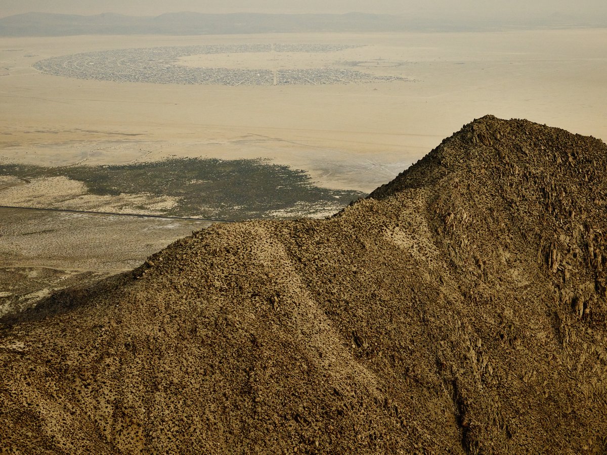 Black Rock City And Mountains