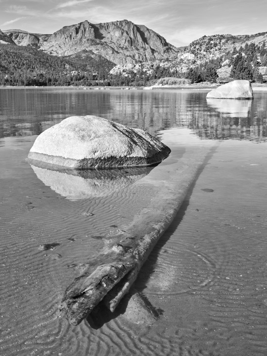 Boulders And Log In Lake